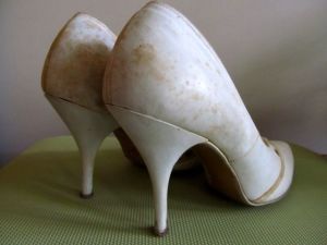 Three inch heels from the 1960s, what a sight I must have been teetering around on these.
