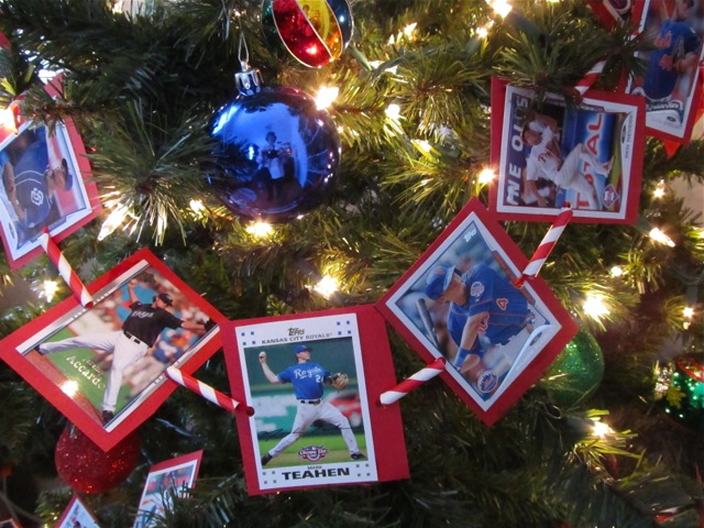 Baseball card Christmas tree garland