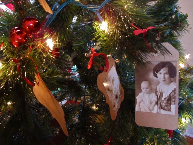 Christmas tree with vintage photo ornaments